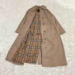 極美品 バーバリー コート アーカイブロゴ刺繍 ノバチェック レディース ブルー 美品 バーバリー コート アーカイブロゴ刺繍 ノバチェック