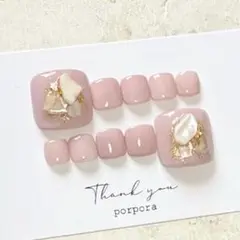 A13 アウトレット フットネイルチップ ピンク系 天然石風