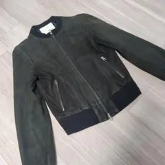 ブラック レザーボンバージャケット