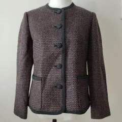 ツイード ノーカラージャケット