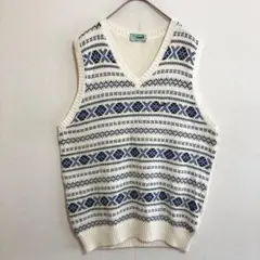 Crocodile　クロコダイル　フェアアイル　Vネック　コットン　ニットベスト