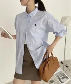 秋服にも使える♪U.S. POLO ASSN. オーバーサイズ ストライプシャツ