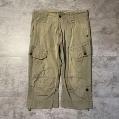 カーキ 綿100% カーゴハーフパンツ