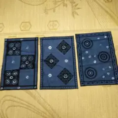 ランチョンマット3枚セット ネイビー 幾何学模様