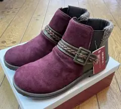 ショートブーツ 24cm ワイン 起毛