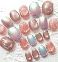 ネイルチップ バカラ風/オーロラ/ニュアンス/マグネット フルサイズ b45