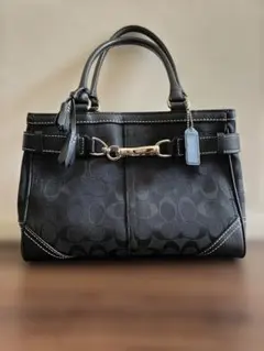 【美品】COACH コーチ ハンドバッグ シグネチャー キャンバス レザー