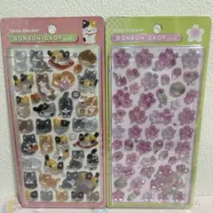 し*け様 国内正規品 ボンボンドロップシール 和柄 和猫 猫 桜 クーリア 2枚