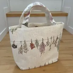 ドライフラワートートバッグ　裏地生成り