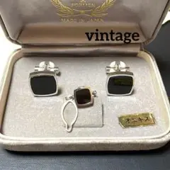 ヴィンテージ　オニキス　シルバーカフス