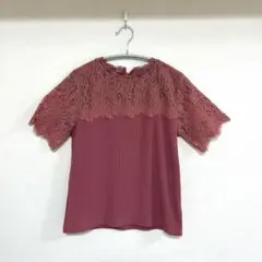 MAJESTICLEGON 肩レースカットソー　半袖　上品　綺麗め　Mサイズ