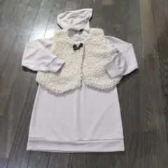 【本日限定！】フード付き　薄ピンクワンピース
