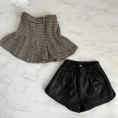 90〜100サイズ　韓国子供服　anonbaby レザーパンツ　プリーツスカート