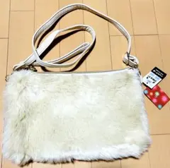 【タグ付き未使用】3WAY アイボリー ファーショルダーバッグ