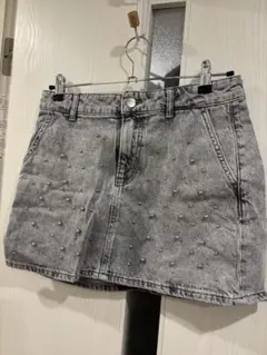 ZARA Z1975 フェイクパールデニムミニスカート　Sサイズ　5862/66