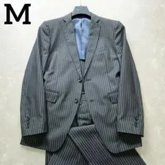 【極美品】JUN MEN　上質　シルク混　グレー　ストライプ　結婚式　M　背抜きのサムネイル