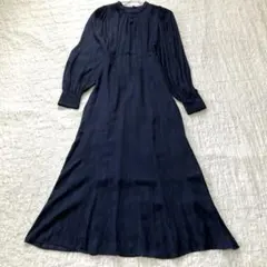 【美品】 グリーンレーベルリラクシング 羽 フェザー 総柄 ロング ワンピース