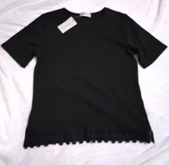 【新品　タグ付】Forréjes レディース　Ｌ　 Tシャツ 裾レース　ブラック