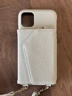 アイボリー 合成皮革 iPhone15ケース