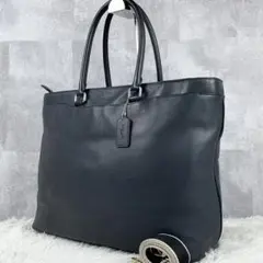 A4可 美品 コーチ レザー 2way ビジネスバッグ メトロポリタン 紺