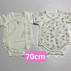新品　プティマイン　ロンパース　インナー　肌着　70㎝　刺繍　女の子　2点セット