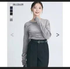 BASEMENT online ベロア長袖カットソー ブラック