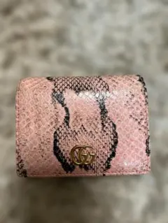 希少 GUCCI 二つ折り財布 GGマーモント パイソン 小銭入れ有り