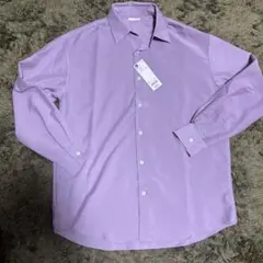 新品　GU イージーケアシアーオーバーサイズシャツPURPUL Sサイズ