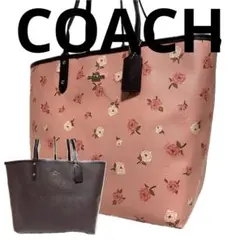 A4対応 COACH トートバッグ 花柄 ピンクPVC コーチ 956