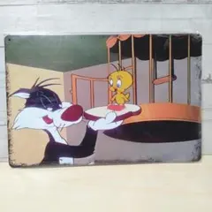 ブリキ看板　トゥイーティー　シルベスター　ルーニー・テューンズ　メタルサイン