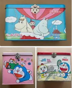 グリコ ムーミン ドラえもん スチール缶 3点セットのサムネイル