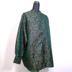 vintage ゴブラン柄 総柄 ジャガード チャイナシャツ