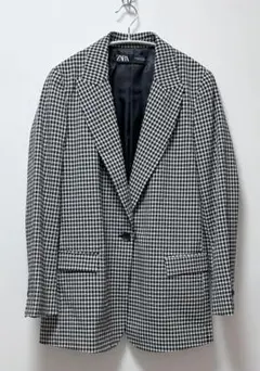ZARA ザラ ギンガムチェック テーラードジャケット ロング丈 美品 