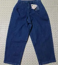 MUJI タックワイドパンツ L ダークブルー