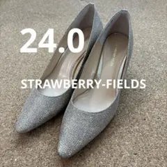美品 ストロベリーフィールズ グリッターパンプス ポインテッドトゥ 24.0