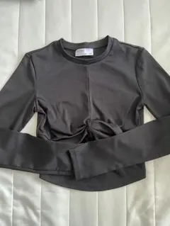 Bershka ダークグレー 長袖ピラティス ヨガトップス S USA M