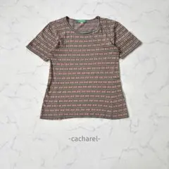 cacharel/Tシャツ/L/マルチカラー/総柄/ボーダー/個性派/レトロのサムネイル