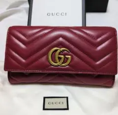 GUCCI レザー 長財布 レッド