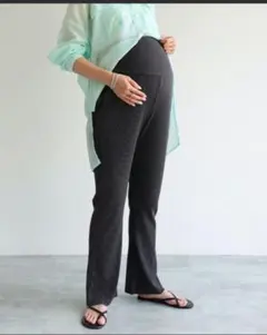 セルフカットリブフレアパンツ　マタニティ