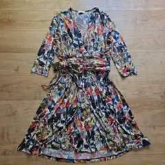 ☆FIFILLES paris☆ウエストラップリボン花柄ワンピース☆美品☆