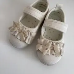 ことり♡cottoli 16cm フォーマルシューズ　白　ベロア　リボン　女の子
