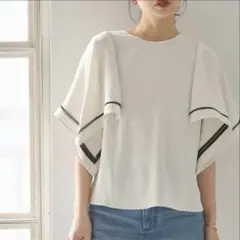 NOBLE ラダーラインケープフレアブラウス ホワイト　2024SS