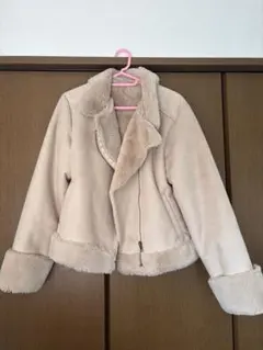 ベージュ ムートン風ジャケット