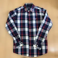 FRED PERRY 長袖シャツ S ネイビー/レッド/ホワイトチェック