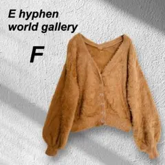 【イーハイフンワールドギャラリー】シャギー もこもこ ニット カーディガン 茶