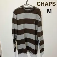 【美品】CHAPS ボーダーコットン長袖 ニット　Mサイズのサムネイル