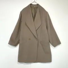 カシミヤ混　ロングコート　ダブルブレスト　日本製　ベージュ　L