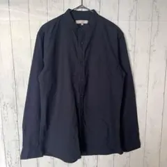 YOUTILITY ネイビー バンドカラーシャツ 長袖 ネイビー L