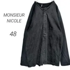 【ムッシュニコル】カーディガン 羽織り ブラック 比翼 大きいサイズ スウェット