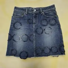 H.A.K. デニムミニスカート S ブルー 刺繍入り ウォッシャブル オシャレのサムネイル